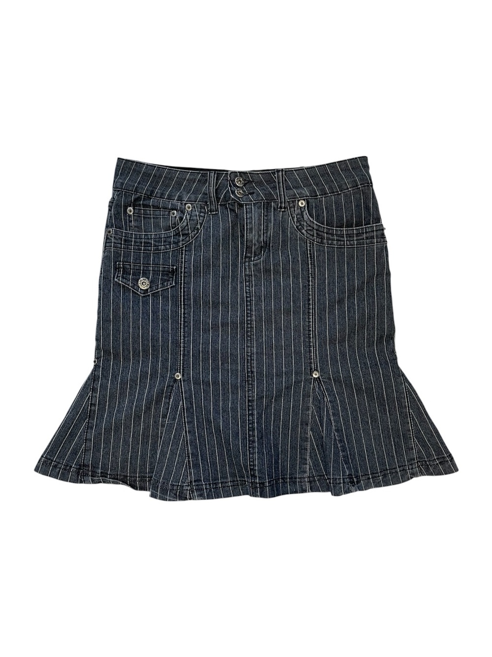 Y2K Striped Denim Skirt